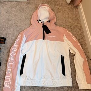 Alphalete Blush and White Hooded Windbreaker